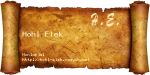 Hohl Elek névjegykártya